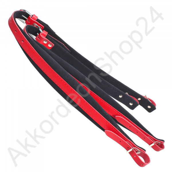 69-94cm x 5cm, 34/37 Leder/Samt rot/schwarz