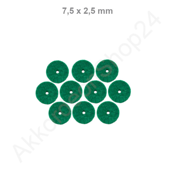 10 pcs. felt rings 7,5x2,5 mm, green