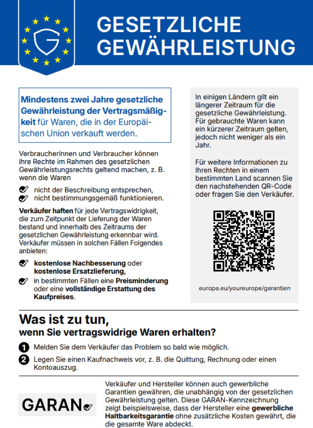 Gestzliche Gewaehrleisttung
