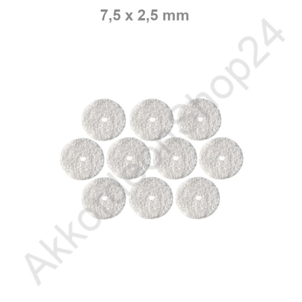 10 pcs. felt rings 7,5x2,5 mm, white