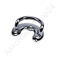 Strap bracket U-shaped with base plate, chrome