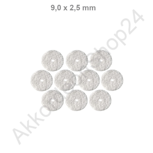 10 pcs. felt rings 9,0x2,5 mm, white