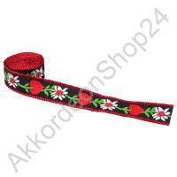 17mm black strap, red heart design